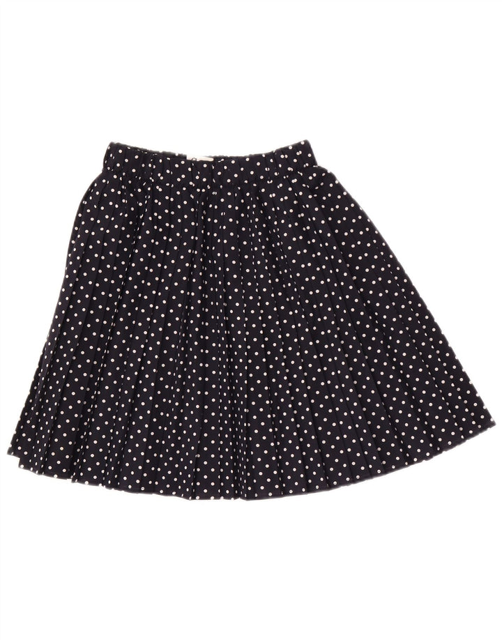 Mini gonna a pieghe vintage da donna IT 42 media W26 blu navy a pois