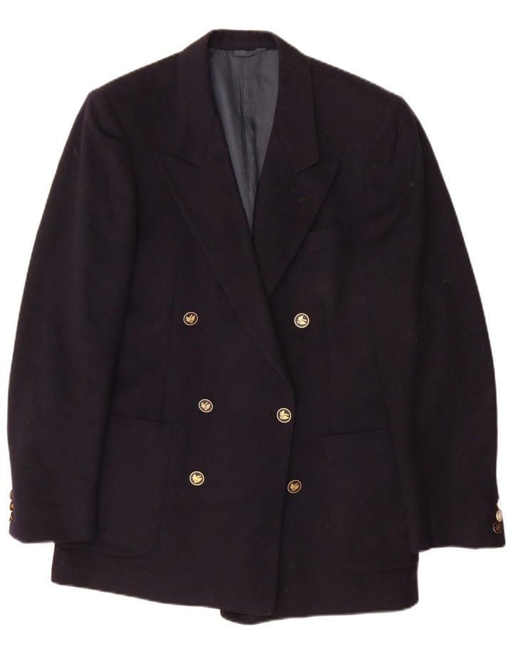 Giacca blazer doppiopetto da uomo San Remo IT 46 piccola in lana blu navy