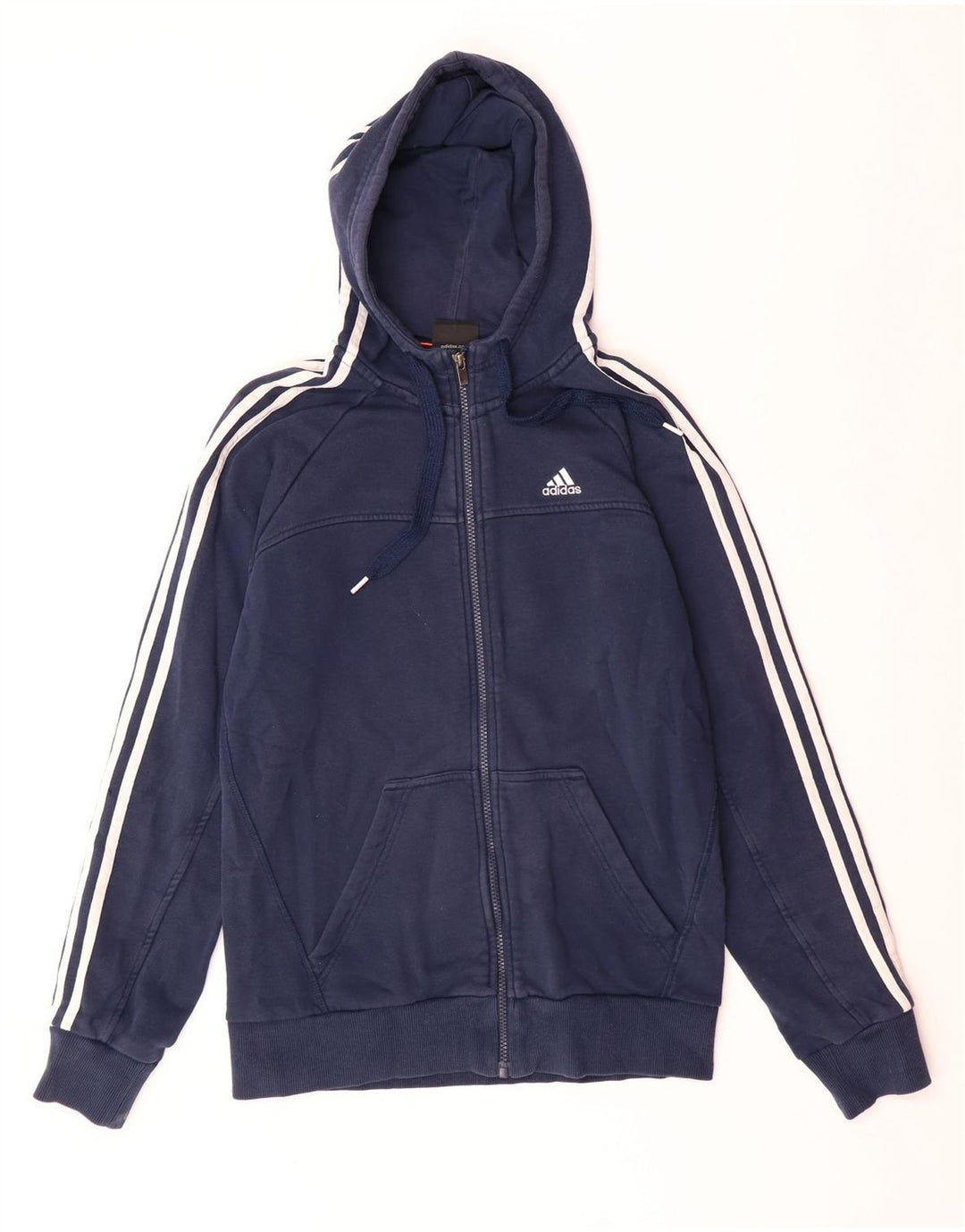 Maglione con cappuccio e zip da uomo ADIDAS piccolo in cotone blu navy