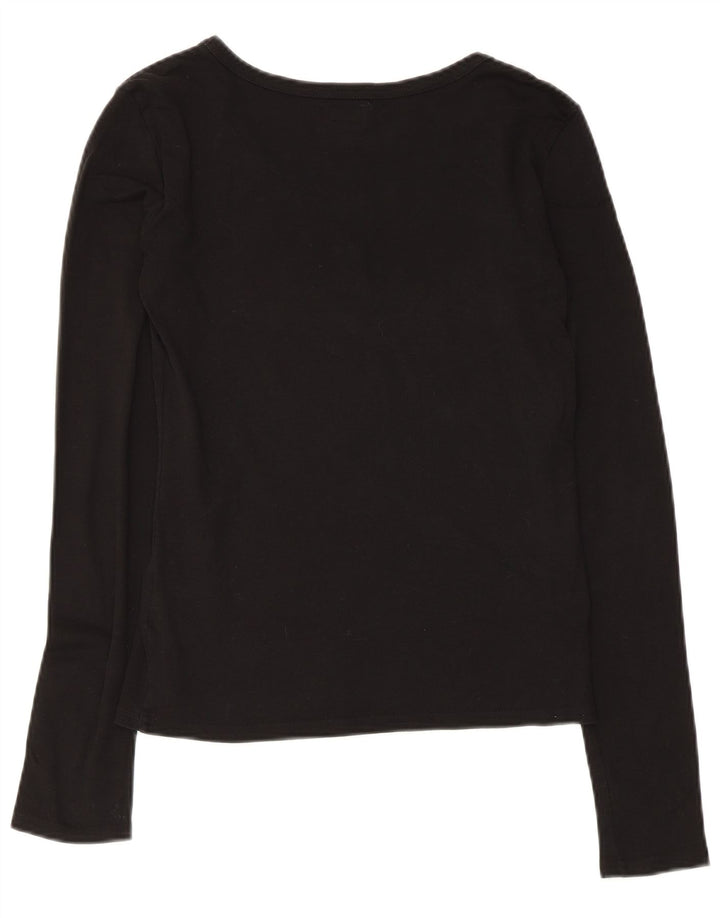 Top grafico da donna Armani manica lunga UK 12 cotone nero medio