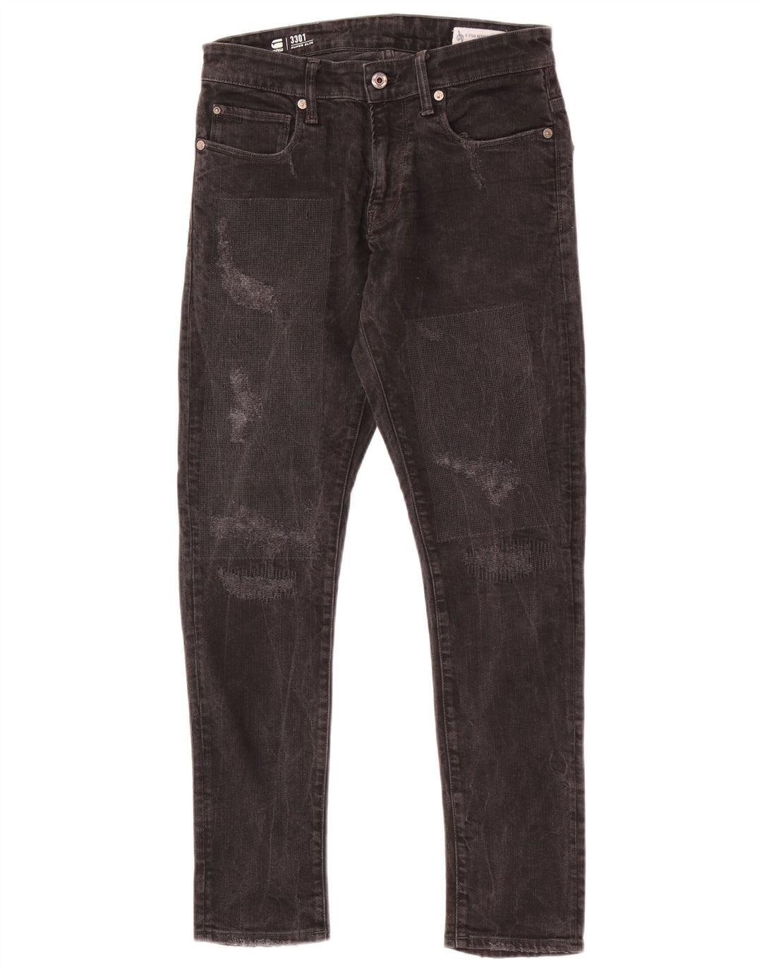 Jeans G-Star da uomo 3301 super slim effetto consumato W28 L29 neri