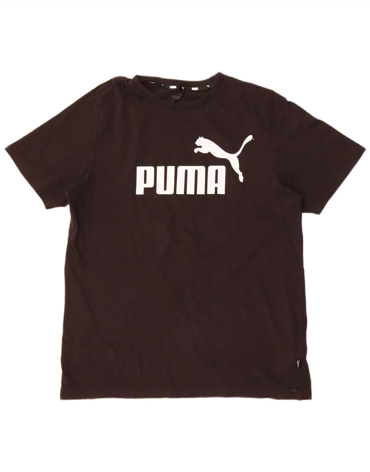 T-shirt grafica da uomo Puma Top in cotone nero medio