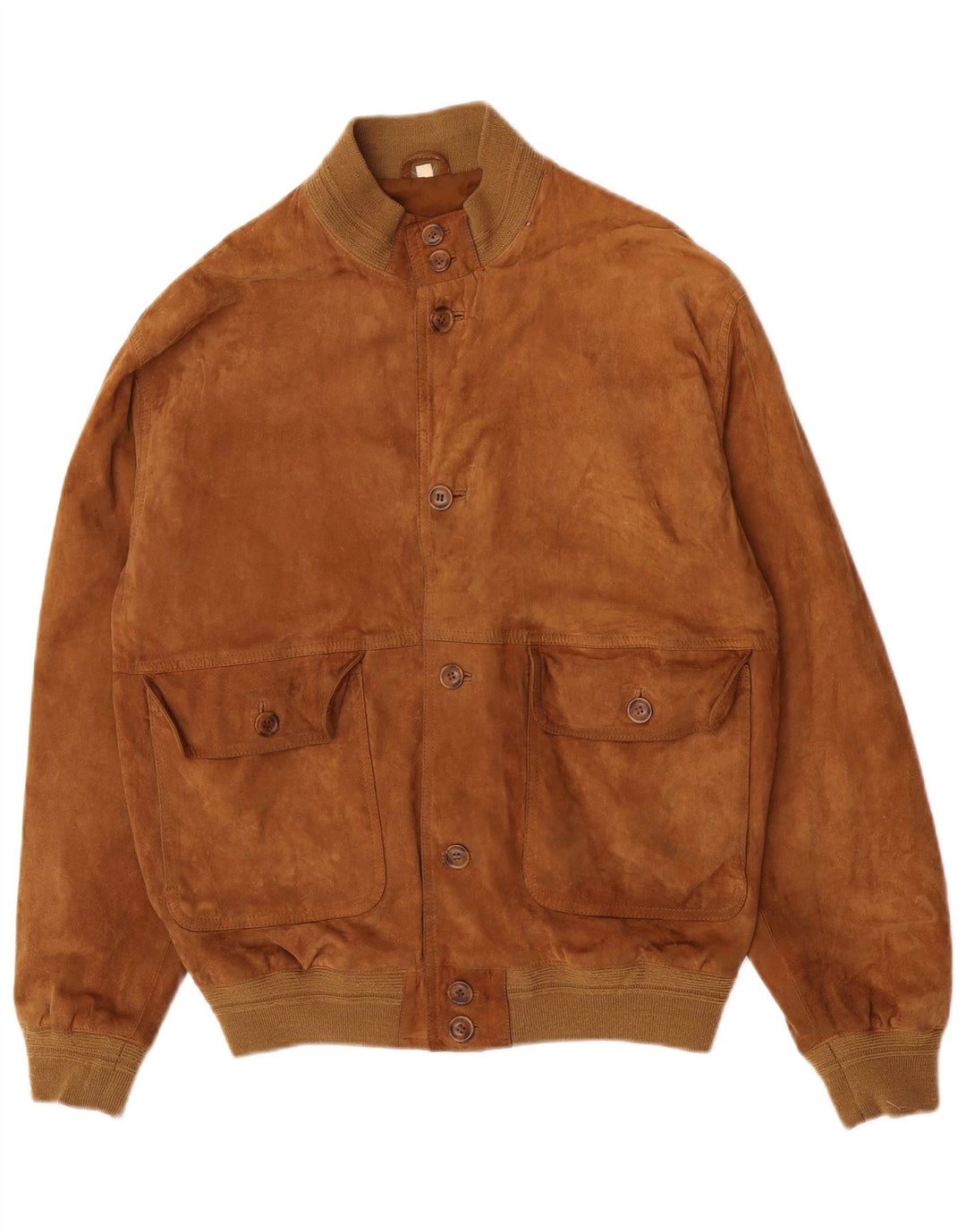 Giubbotto bomber vintage in pelle scamosciata da uomo IT 50 grande marrone