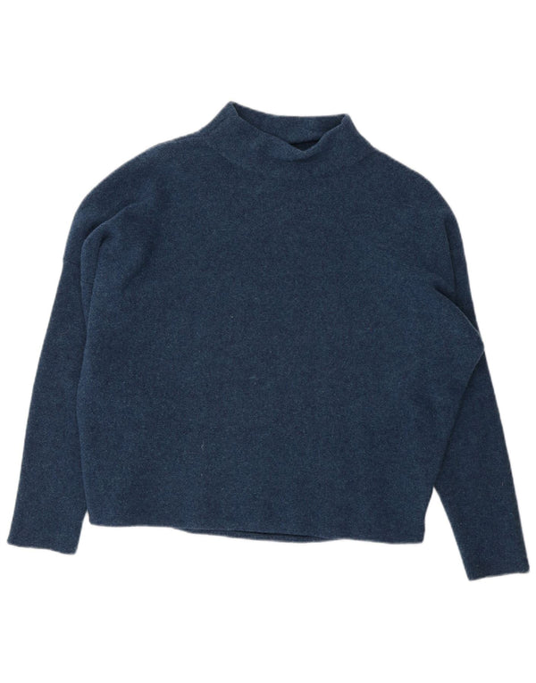 Maglione maglione da donna con collo dolcevita Toast UK 14 Lana merino blu medio