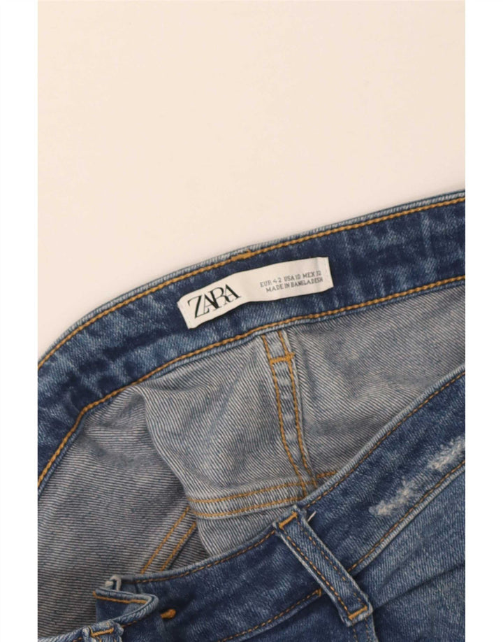 Jeans dritti invecchiati Zara da donna EU 42 Large W32 L28 Blu