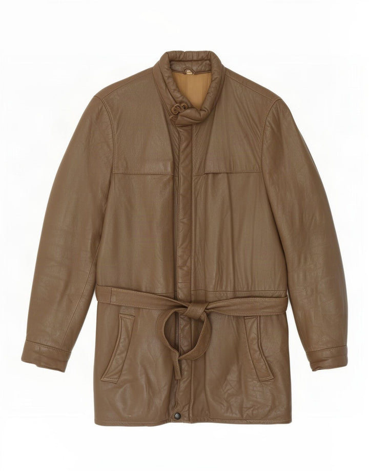 Giacca in pelle vintage da uomo IT 46 piccola marrone