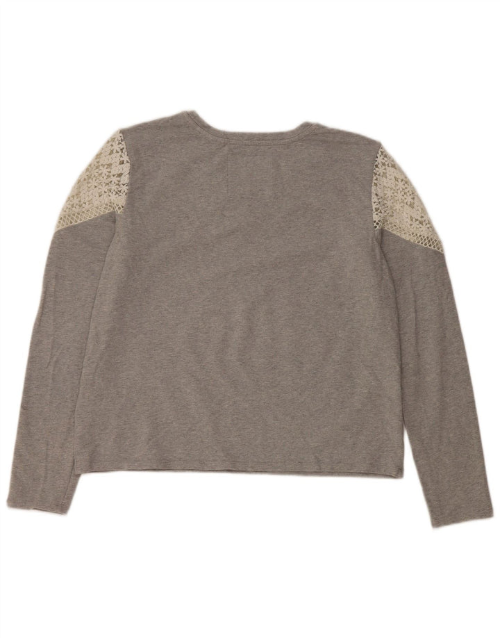 Top da donna a maniche lunghe Superdry UK 12 cotone grigio medio
