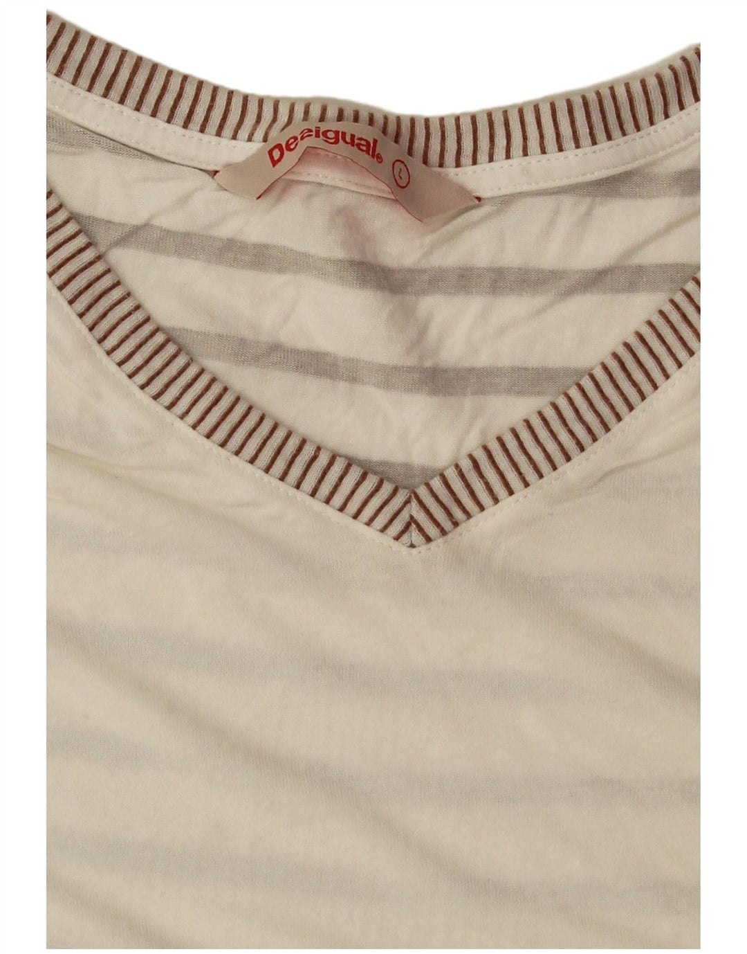 Desigual T-shirt da donna Top UK 16 grande bianco sporco floreale