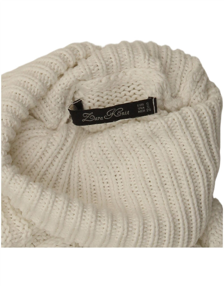 Maglione maglione collo alto da donna Zara UK 10 piccolo bianco