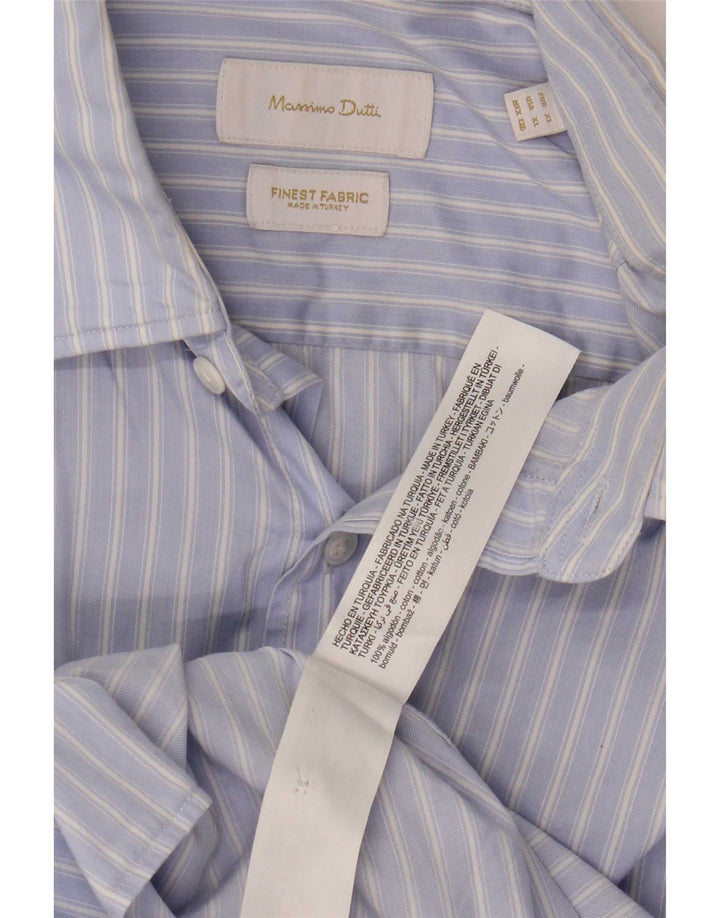 Camicia Uomo Massimo Dutti XL Cotone Gessato Blu
