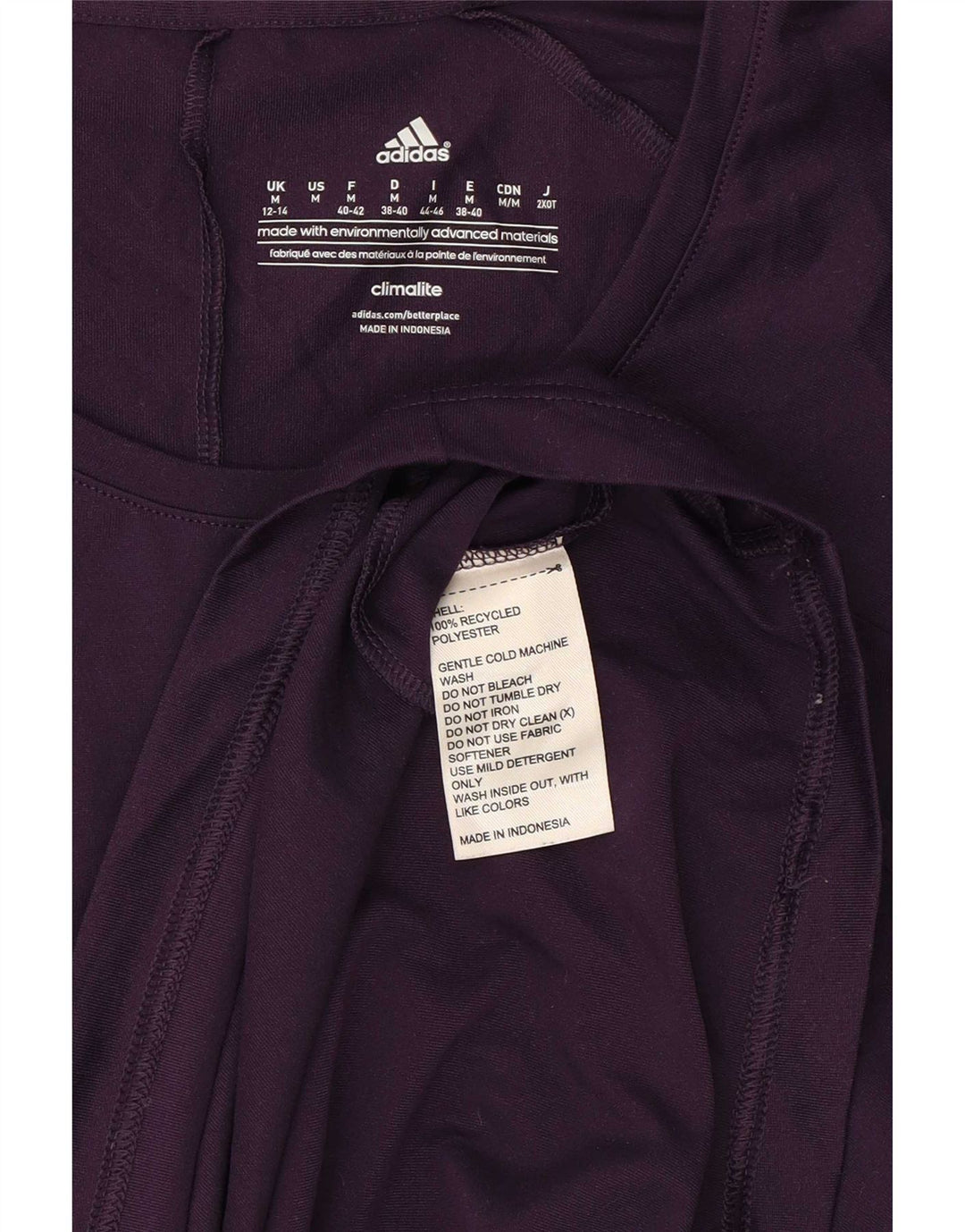 T-shirt Adidas Climalite da donna Top UK 12/14 Poliestere viola medio