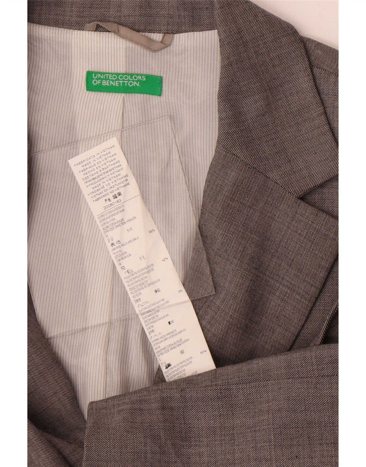 Giacca Blazer a 2 Bottoni da Donna Benetton IT 46 Large Grigio Lana
