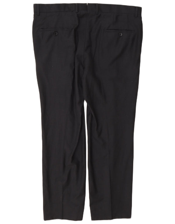 Pantaloni da abito dritti da uomo Hugo Boss IT 56 3XL W40 L30 Lana blu navy