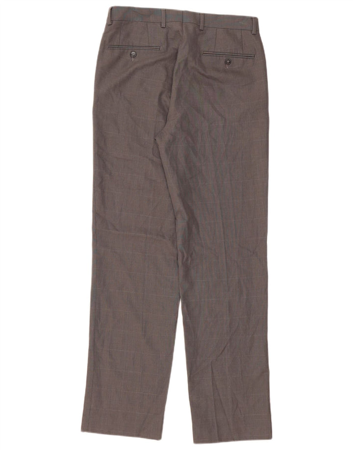 CALVIN KLEIN Pantaloni da abito dritti da uomo W30 L32 Poliestere a quadri grigi