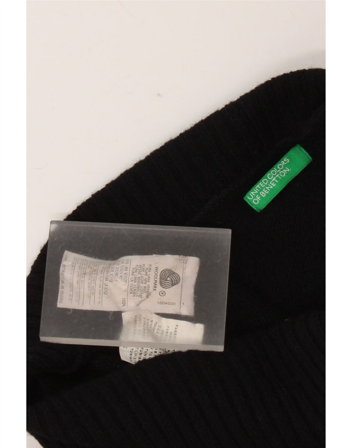 Maglione maglione da donna a collo alto Benetton UK 16 grande lana vergine nera