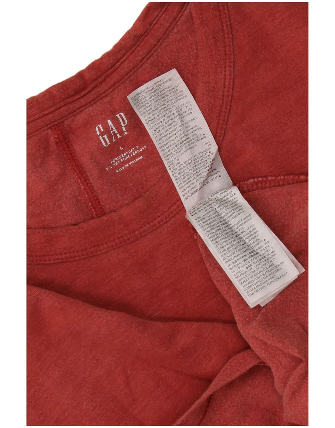 Gap Donna Top Manica Lunga UK 14 Large Rosso Cotone