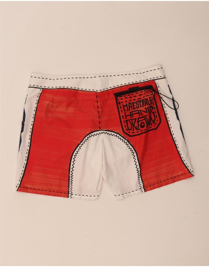 Pantaloncini da bagno grafici da uomo RRD grandi in poliestere color block rosso