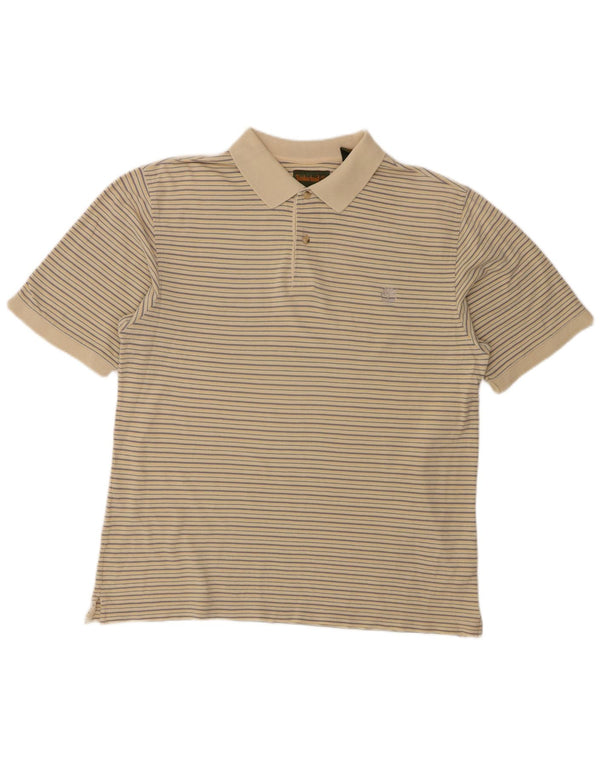 Polo da uomo Timberland grande in cotone a righe beige