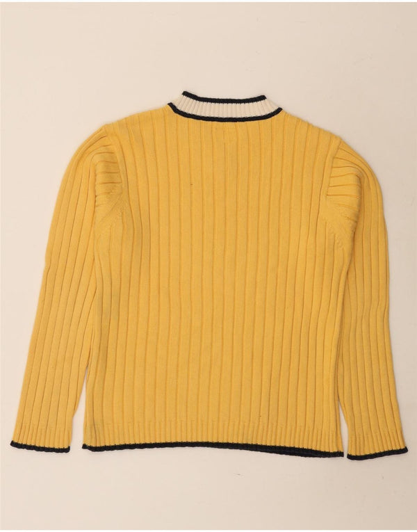 Maglione maglione con scollo a V da donna Tommy Hilfiger UK 16 Large Yellow Colourblock