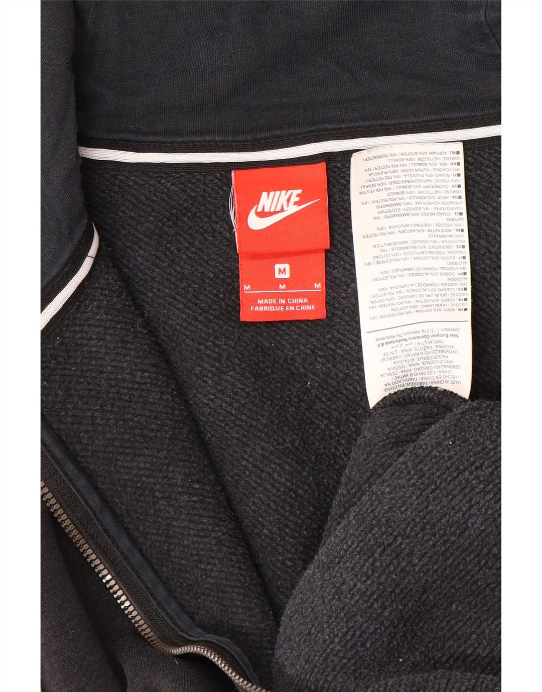NIKE Felpa con cappuccio e zip grafica da uomo in cotone color block medio nero