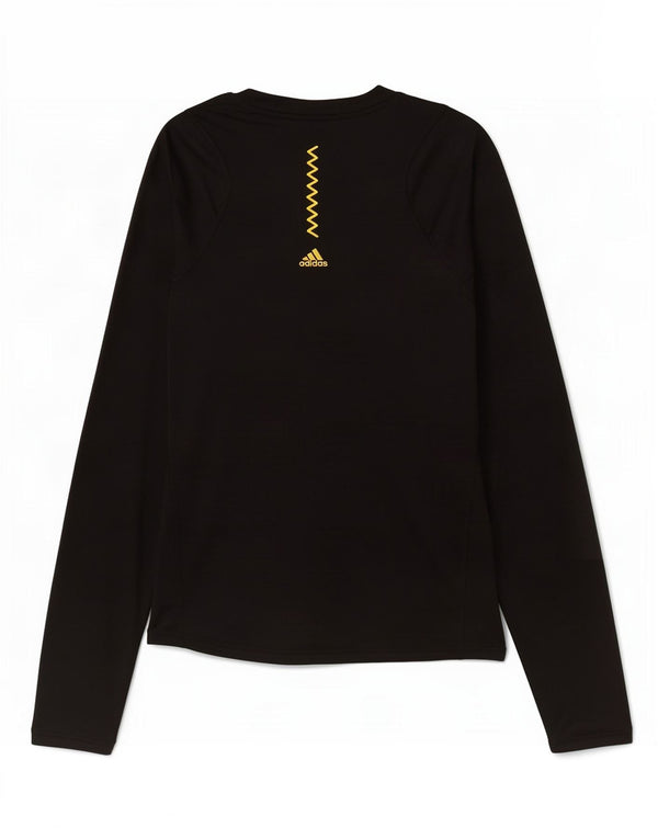 Adidas Womens Graphic Top Long Sleeve UK 8/10 Small Black Polyester