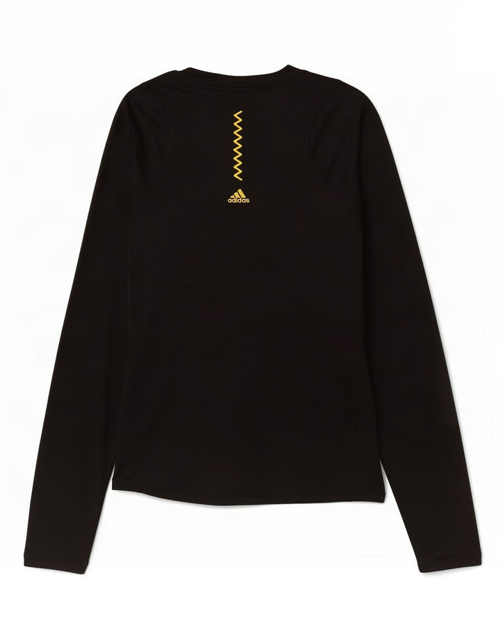 Adidas Donna Graphic Top Manica Lunga UK 8/10 Piccolo Poliestere Nero
