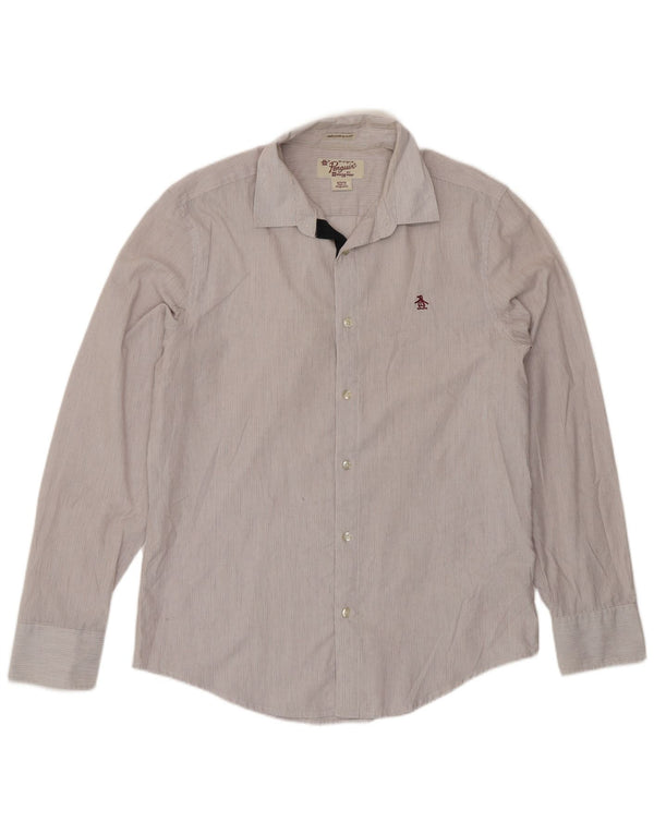 Camicia Penguin Heritage da uomo slim fit in cotone gessato bianco medio
