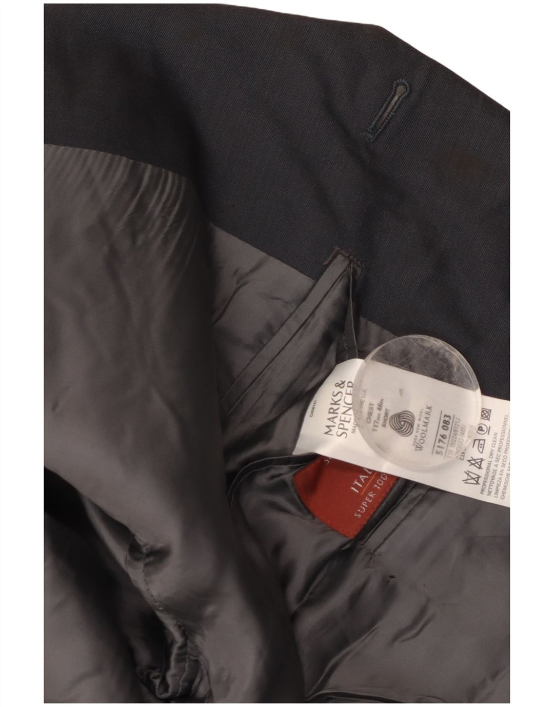 Giacca blazer a 3 bottoni da uomo Marks & Spencer UK 46 3XL Lana blu navy