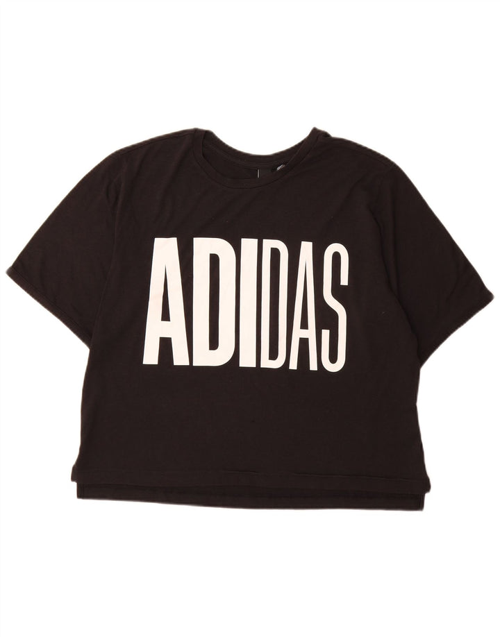 T-shirt grafica da donna Adidas Top UK 16/18 grande poliestere nero