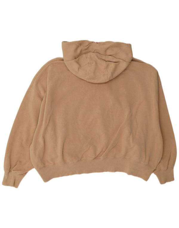 Felpa con cappuccio oversize corta da donna Nike UK 16 grande cotone beige