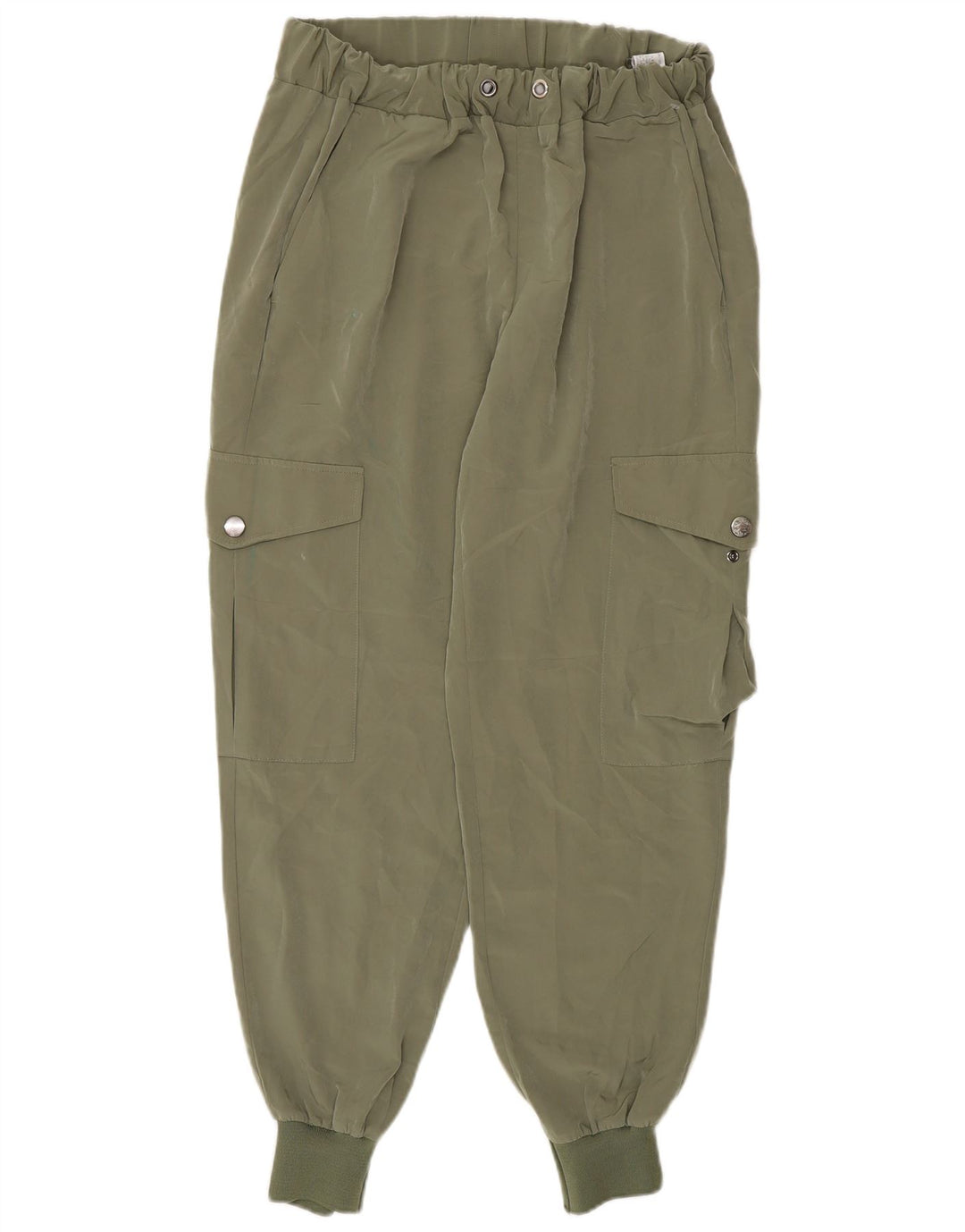 Pantaloni cargo da jogging da donna Zara piccoli W28 L27 poliestere kaki