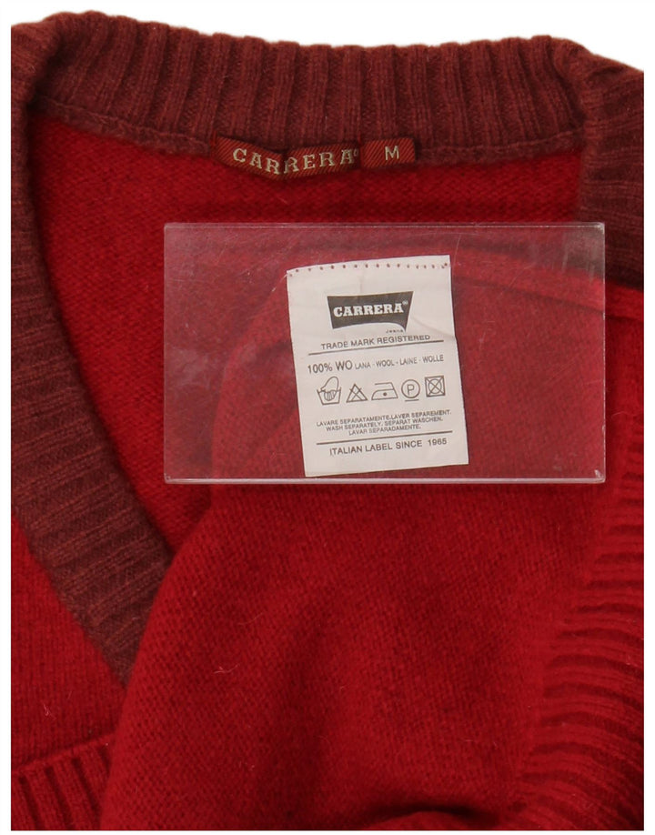 CARRERA Maglione da donna con scollo a V UK 14 Lana rossa media