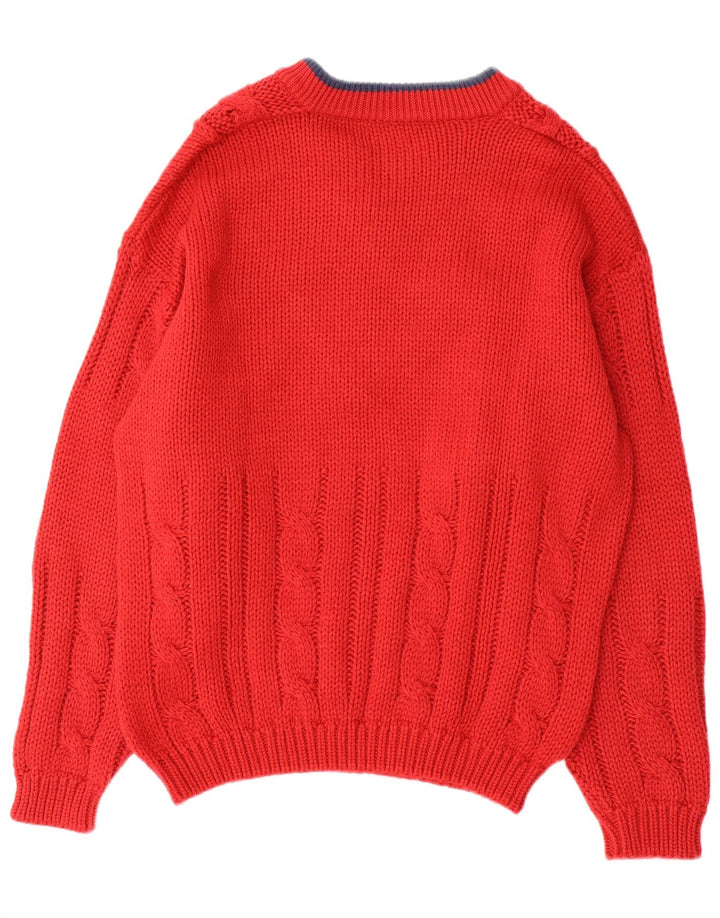 Consenso Maglione da uomo con scollo a V grafico Lana color block rosso medio