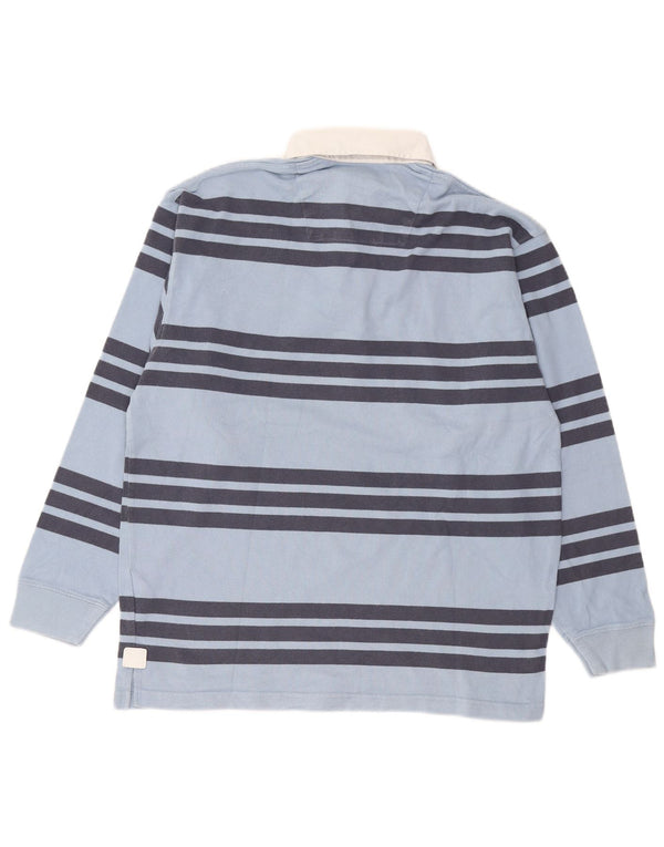 Polo da rugby da uomo a maniche lunghe Marks & Spencer piccola in cotone a righe blu