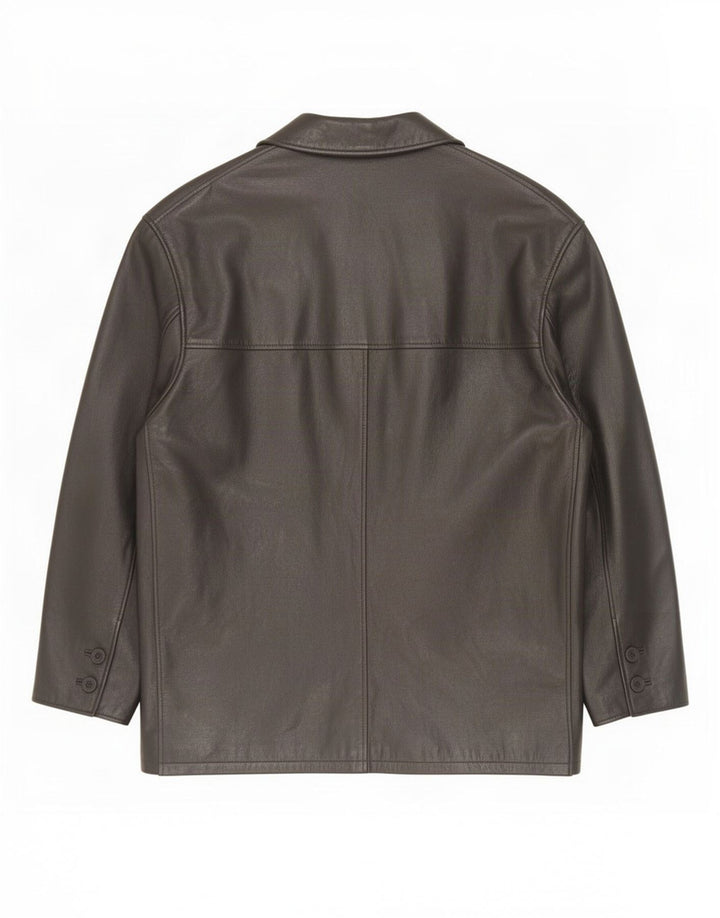 Cappotto in pelle vintage da uomo IT 54 2XL Nero