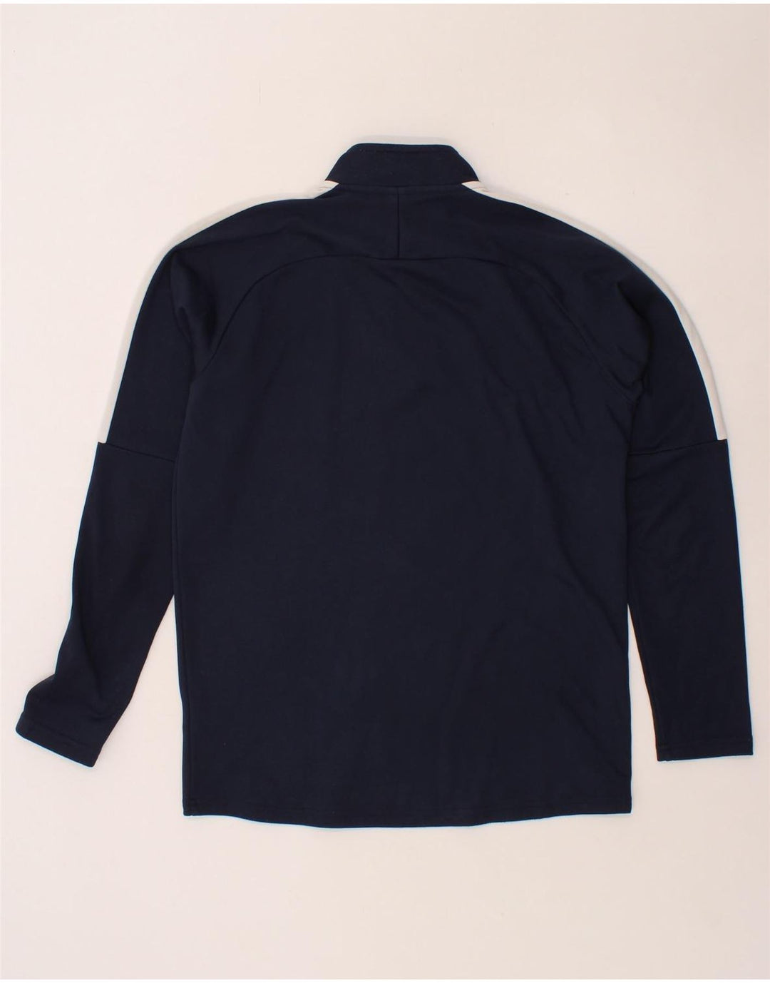 NIKE Mens Dri Fit Zip Neck Sweatshirt Jumper Medium Navy Blue Colourblock Vintage Nike and Second-Hand Nike from Messina Hembry 