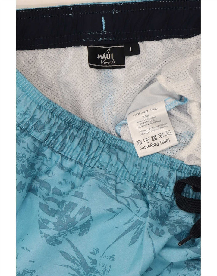 Costume da bagno da uomo vintage, taglia L, floreale blu, poliestere
