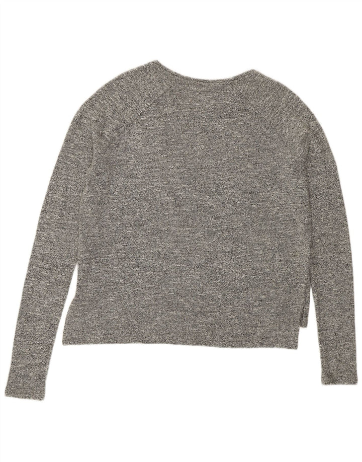 SUPERDRY Top grafico oversize da donna a maniche lunghe UK 10 piccolo cotone grigio