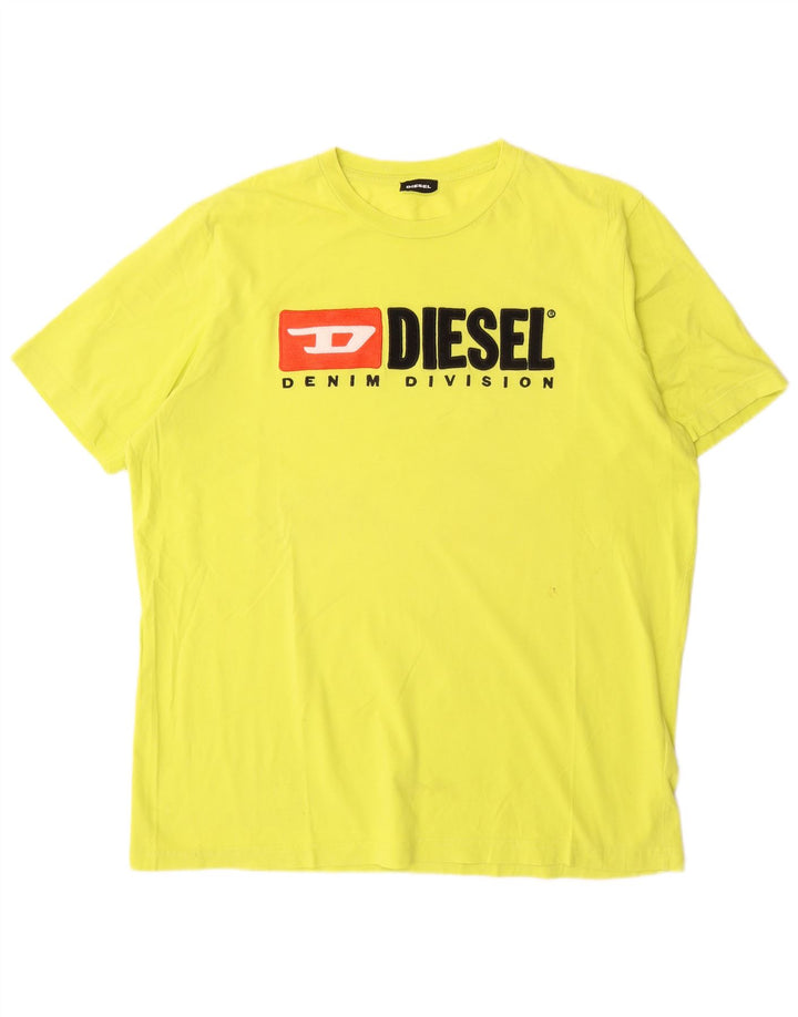 T-shirt grafica da uomo Diesel Top XL in cotone giallo