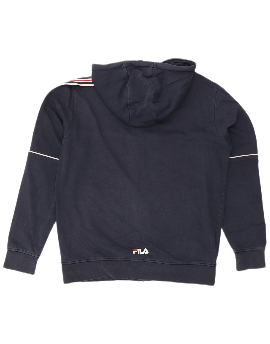 Maglione con cappuccio e zip grafica da uomo Fila a righe blu navy medie