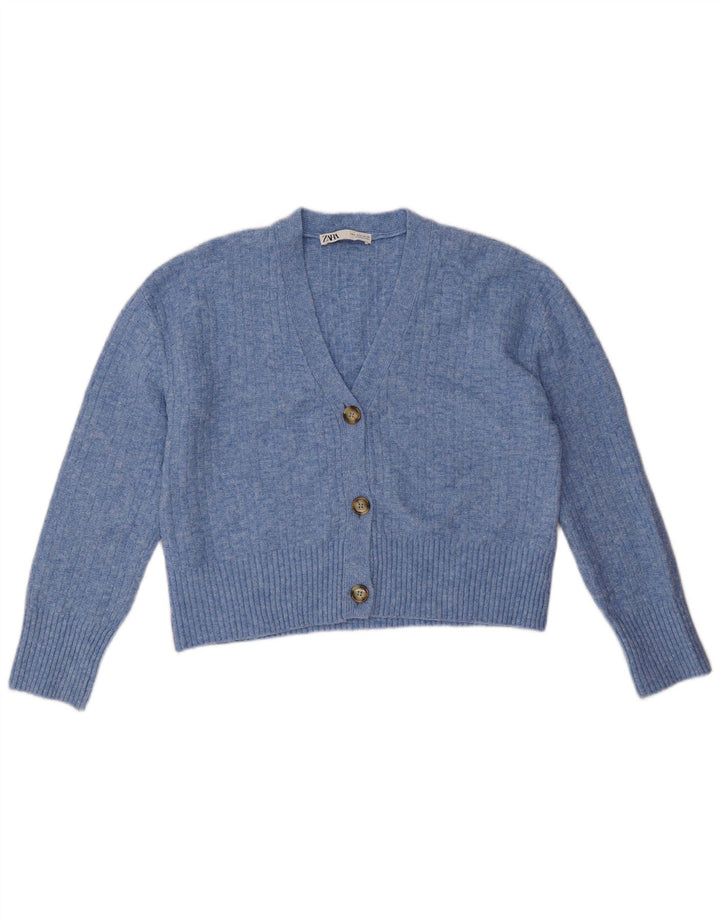 Maglione cardigan oversize da donna Zara UK 10 piccolo poliestere blu