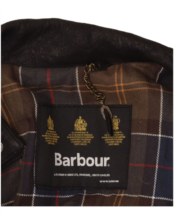 Giacca in pelle militare da uomo Barbour UK 36 piccola in pelle nera