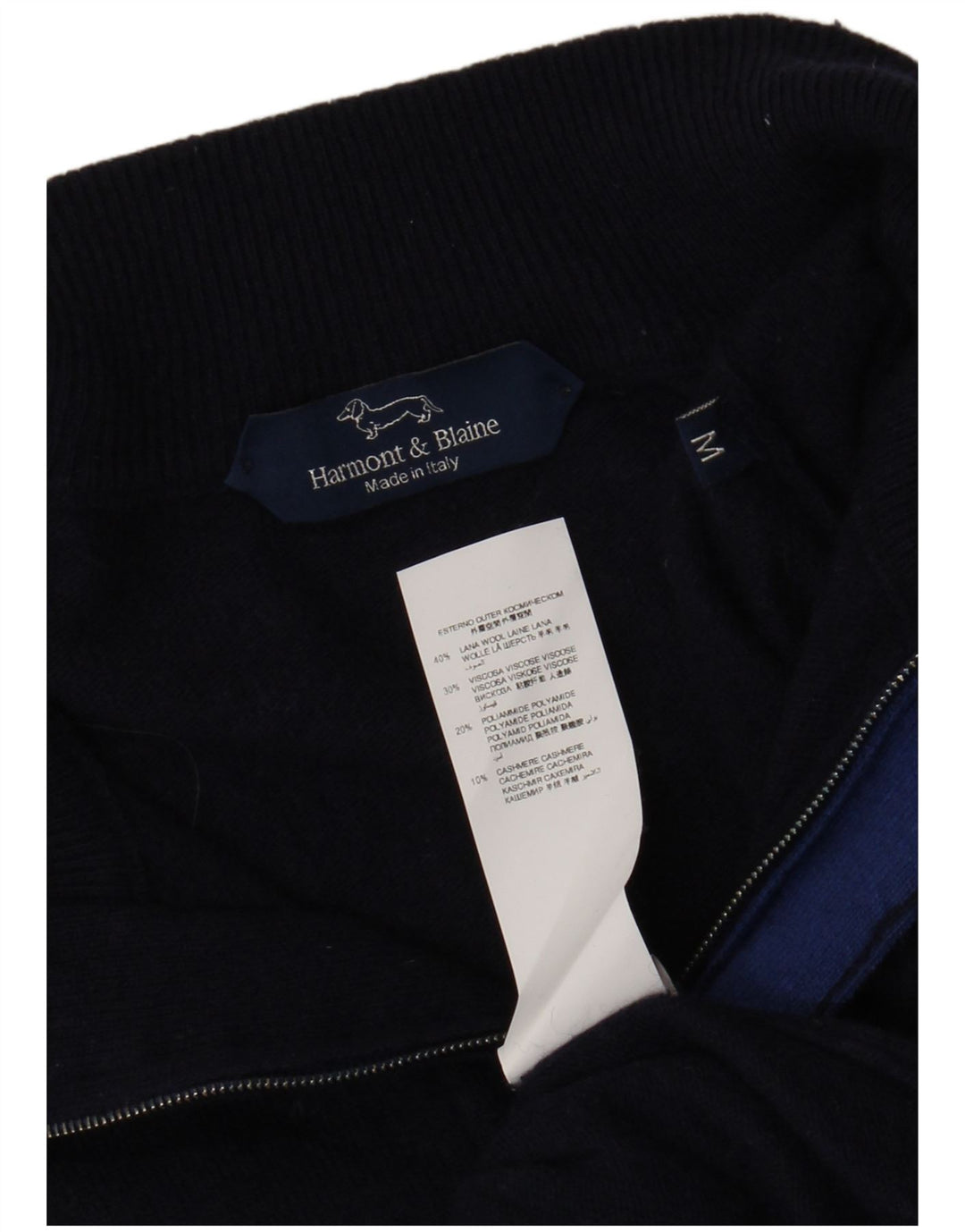 Maglione da donna Harmont & Blaine con collo con zip UK 12 Lana medio blu navy
