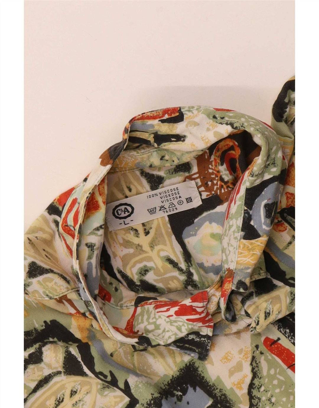 Camicia a maniche corte da uomo C&A Large in viscosa geometrica multicolore