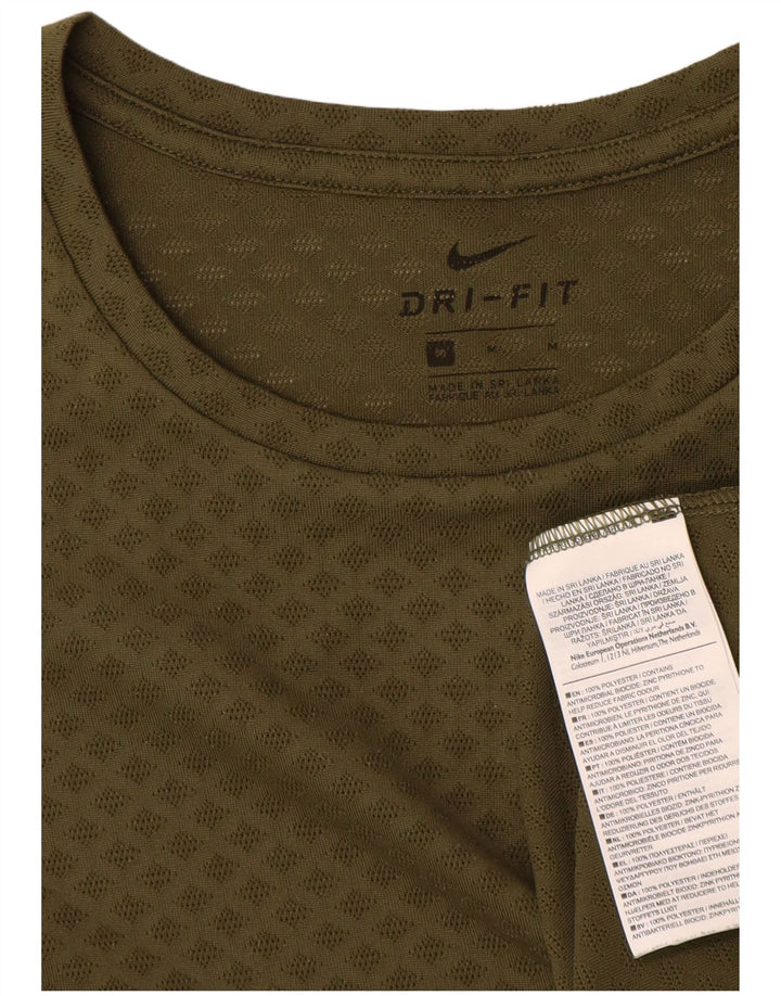 T-shirt Nike da uomo Dri Fit, top in poliestere geometrico kaki medio