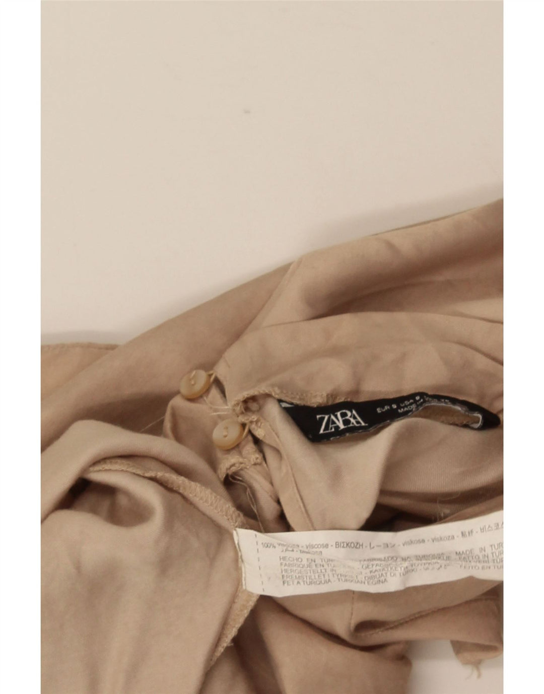 ZARA Camicetta Senza Maniche da Donna UK 10 Small Beige Viscosa