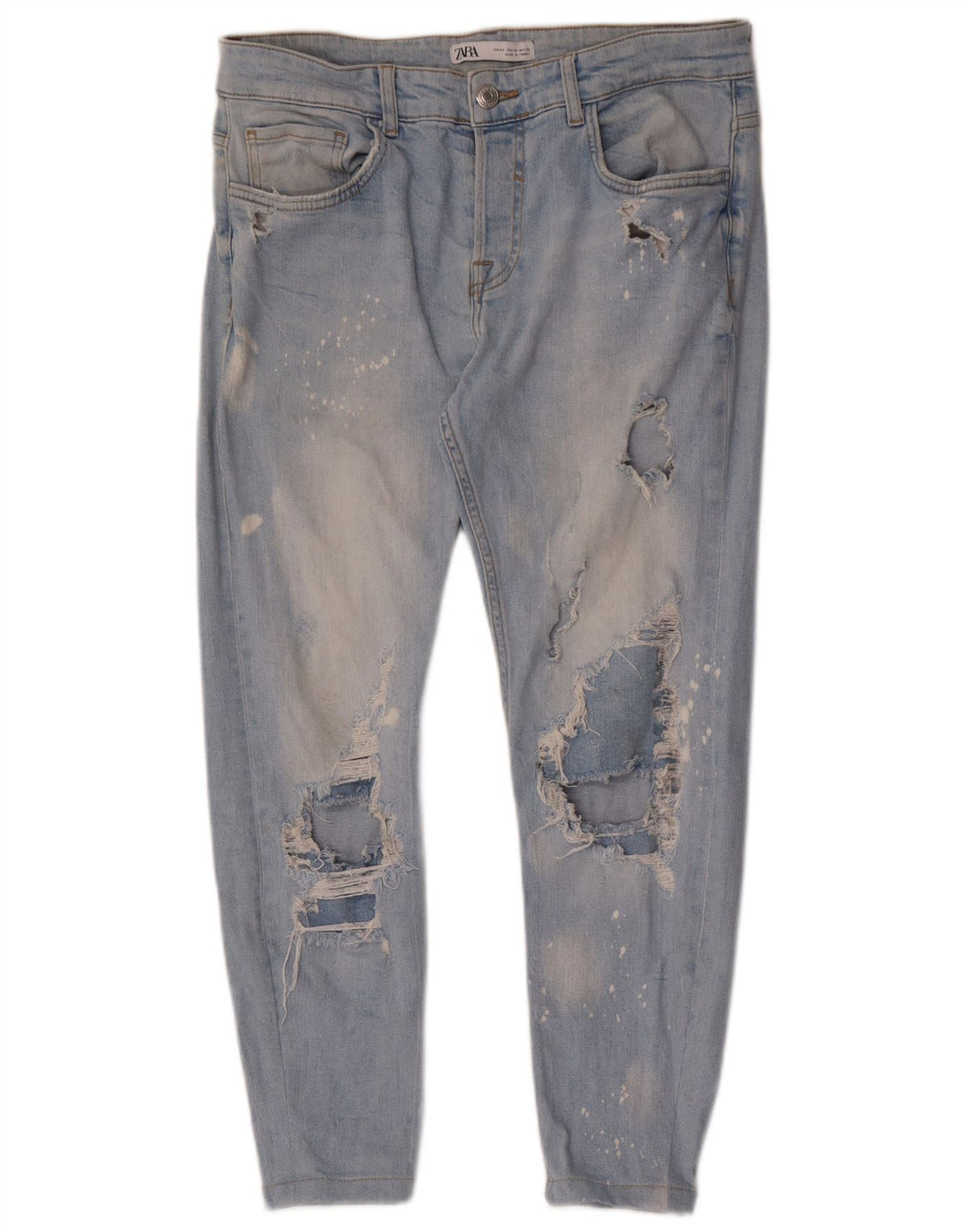 Jeans slim invecchiati da uomo Zara EU 42 Large W32 L26 Blu