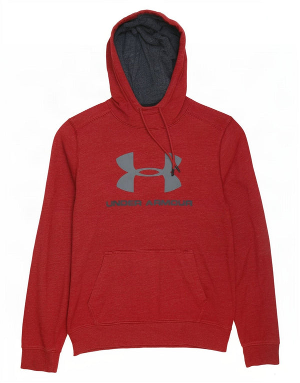 Felpa con cappuccio grafica da uomo Under Armour grande in cotone bordeaux