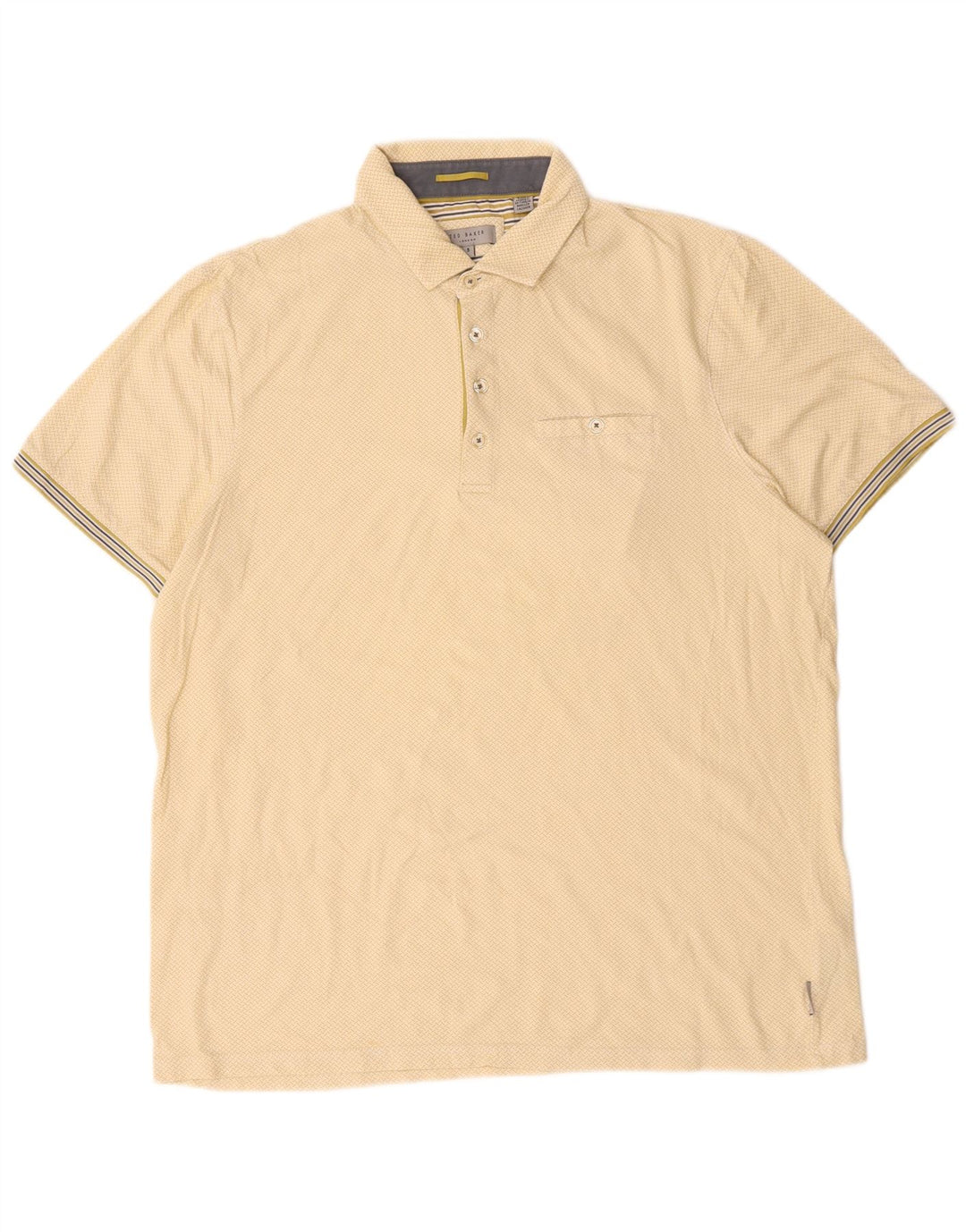 Polo da uomo Ted Baker taglia 5 XL in cotone maculato giallo