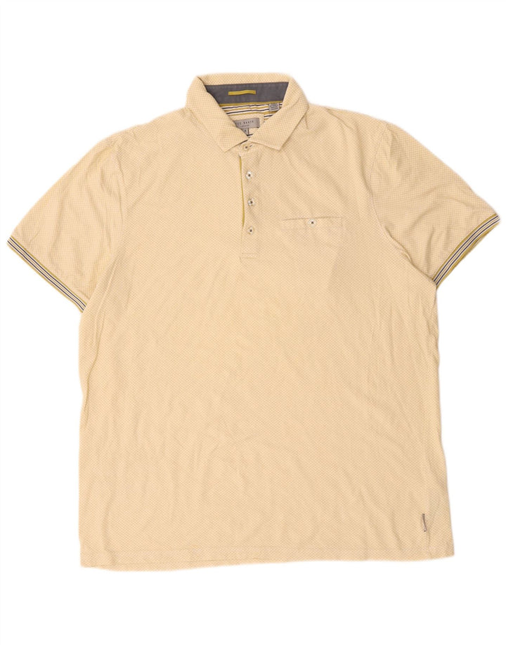 Polo da uomo Ted Baker taglia 5 XL in cotone maculato giallo